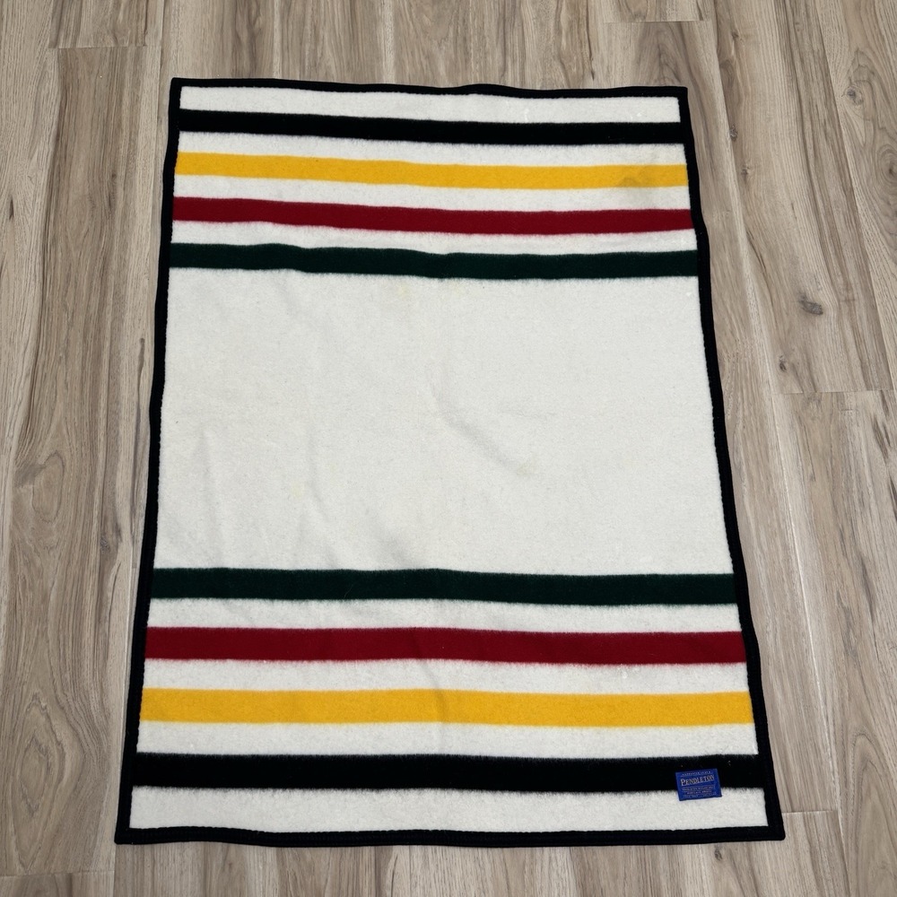 Pendleton Glacier Park Crib Blanket Wool Lap Multi Stripe Throw 32x44 *